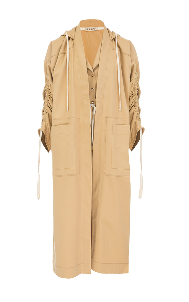 Cotton trench coat with strings — FLOW THE LABEL